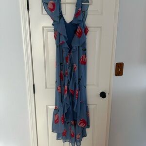 Lulu's Blue Floral High Low Dress